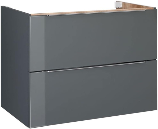 Lomadox Waschbeckenschrank AMARILLO-147-GREY 80 cm, Hochglanz grau mit Wotan Eiche, B/H/T 79,7/60,0/45,7 cm