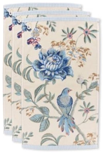 PiP Studio Gästehandtücher Pip Studio, 3er-Set Gästehandtücher, Secret Garden, 30x50 Weiß-Blau, (3er Set, 3-St)