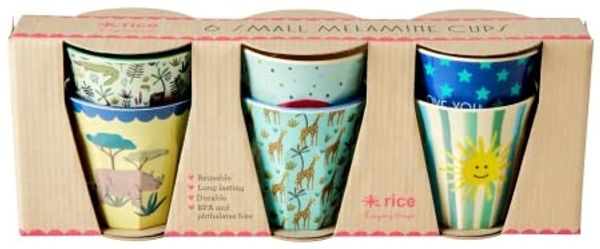Rice - 6 Pcs Small Melamine Kids Cups - Funky Print