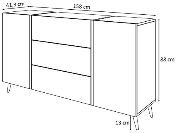 Lookway Kommode ONYX goldene Beine Hochglanz Push-Open / Goldgriffe 158 cm Bild 3