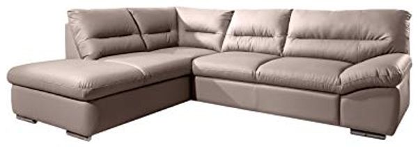 Mivano Ecksofa William / Schlafsofa mit Bett und Bettkasten in L-Form im modernen Design / 268 x 87 x 216 / Kunstleder beige
