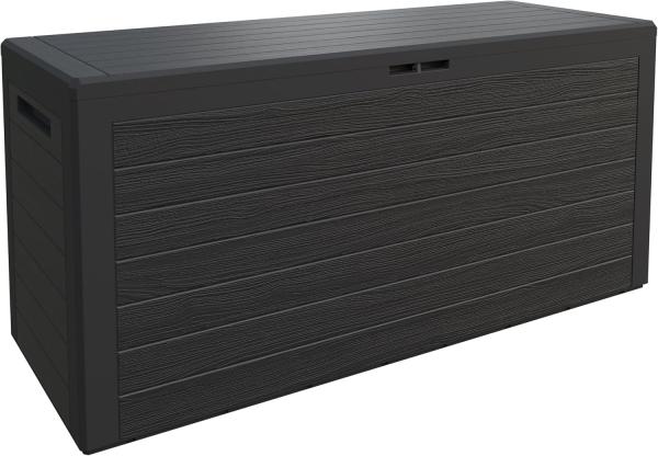 Casaria Auflagenbox, 280L UV-stabil Griffmulden Verschließbar Balkon Holz-Optik Anthrazit