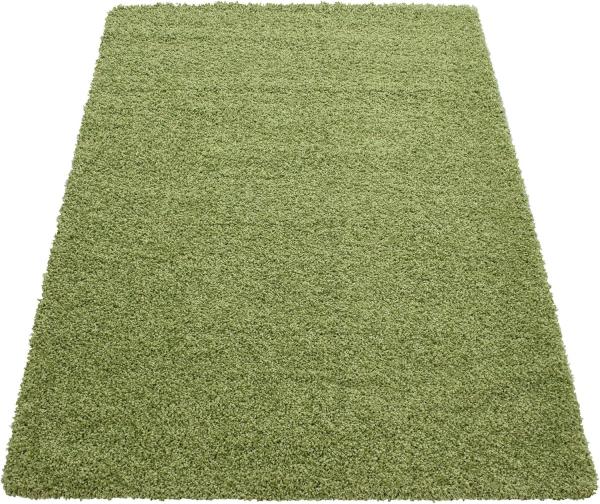 Carpetsale24 Shaggy Hochflor Teppich Wohnzimmer 250x350 (240x340 cm) Grün Modern - Teppich Flauschig, Extra Weich, Pflegeleicht und einfarbig - für Schlafzimmer, Esszimmer - Ideal als Küchenteppich Bild 2