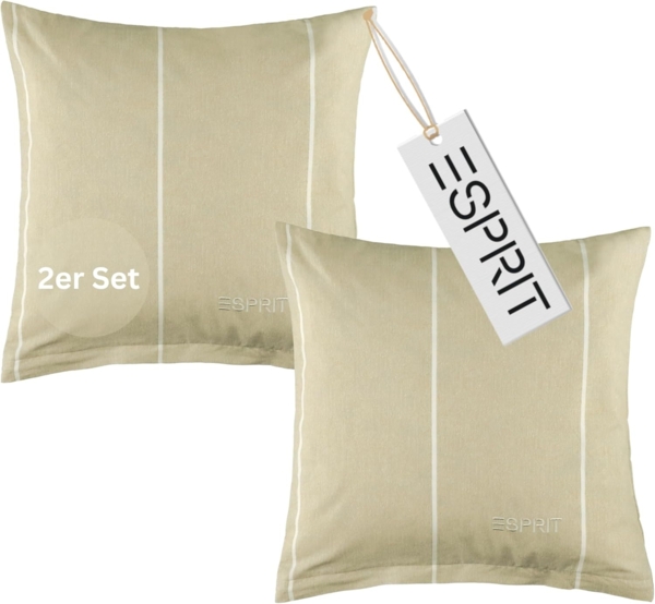 Esprit Bettwäsche HARPLINES Renforcé Kissenbezüge und Bettwäsche, Baumwolle, 2 teilig, 40 x 40 cm 2er Pack in Beige