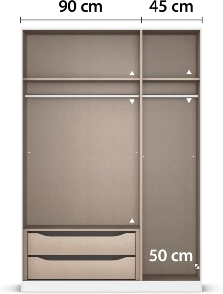 Rauch Möbel Lagoa, Kleiderschrank, Garderobe für Schlafzimmer, Kinderzimmer, Jugendzimmer 3-türig, mit Zubehör Premium, Farbe Eiche Artisan, Holz, Breite 136 Bild 9