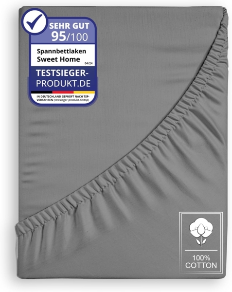 Spannbettlaken Jersey 90x200cm 100% Baumwolle Boxspringbetten und alle Betten bis 25 cm Anthrazit