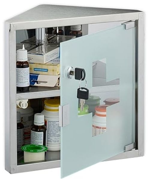 relaxdays Medizinschrank mit Glastür