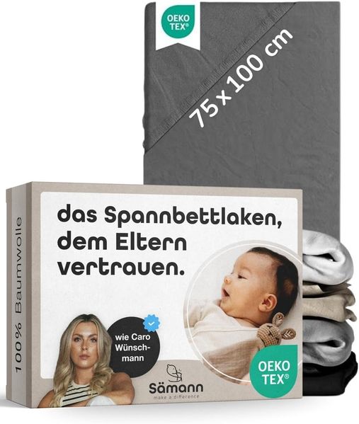 Sämann Spannbettlaken 75x100 cm Jersey anthrazit