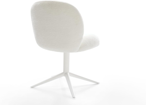 Drehstuhl Nube-Flex Bouclé Soft Beige Fußkreuz Weiß 360° drehbar Wippfunktion Taschenfederkern Bild 6