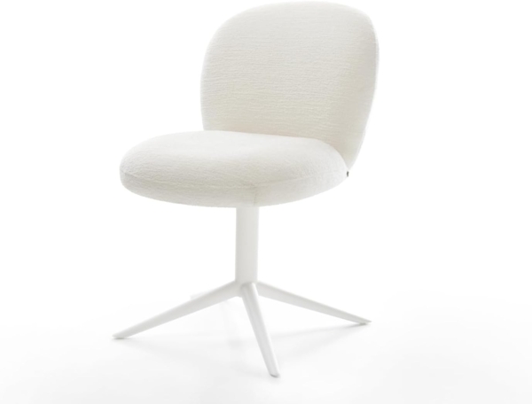 Drehstuhl Nube-Flex Bouclé Soft Beige Fußkreuz Weiß 360° drehbar Wippfunktion Taschenfederkern Bild 2