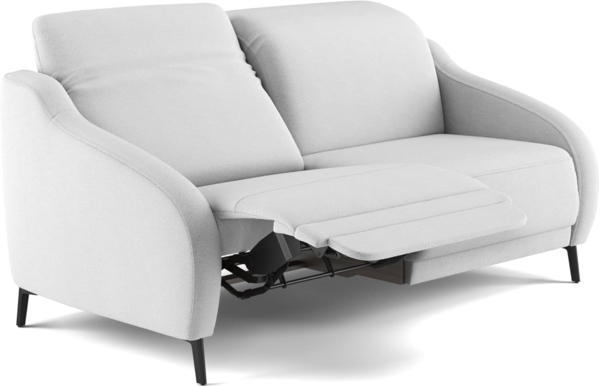 Cavadore 3er-Sofa Blue / 3-Sitzer Couch im modernen Design mit motorischer TV-Funktion inklusiv Klapptisch, Kopfteilverstellung und mattschwarzen Metallfüßen / 192 x 93 x 104 / Flachgewebe, Mittelgrau Bild 5