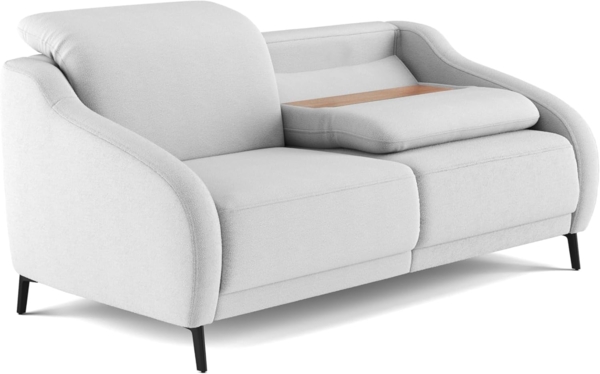 Cavadore 3er-Sofa Blue / 3-Sitzer Couch im modernen Design mit motorischer TV-Funktion inklusiv Klapptisch, Kopfteilverstellung und mattschwarzen Metallfüßen / 192 x 93 x 104 / Flachgewebe, Mittelgrau Bild 4