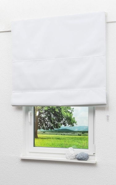 Lysel Outlet Raffrollo weiß, abdunkelnd mit Kettenzug, Maße: (Bx H) 100cm * 180cm