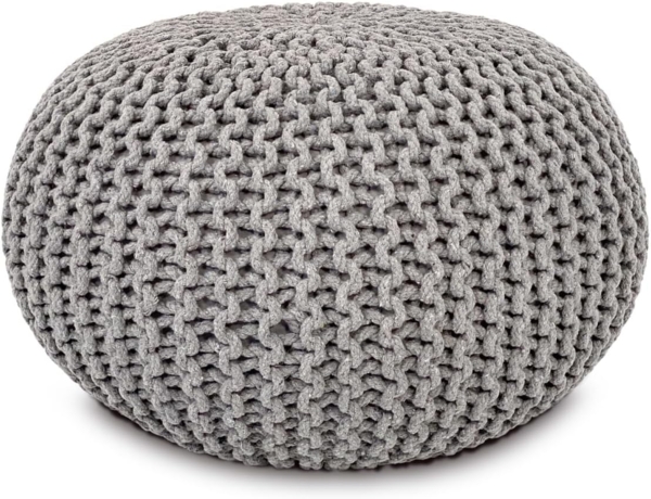 Amagohome Sitzhocker Strickhocker XXL Pouf Ø55 H37cm Bodenkissen Sitzpouf Baumwolle nachhal