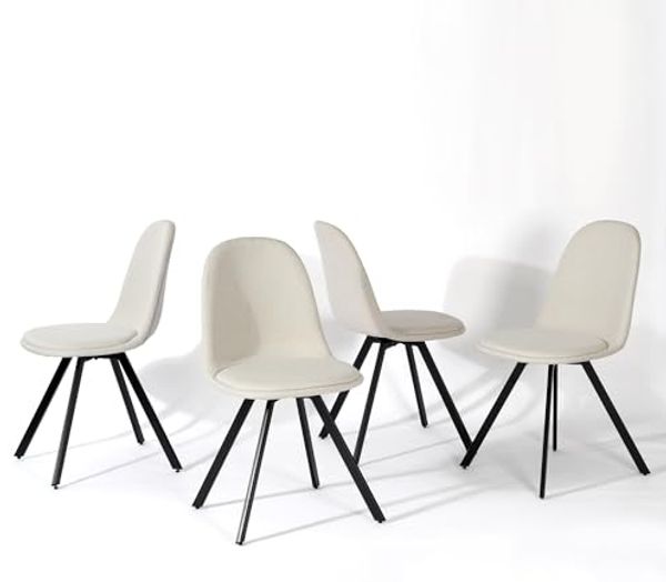 FurnitureR Esszimmerstühle, Leinen, Lumos Beige, 38 x 44 x 84 cm