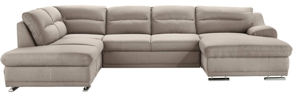 Mivano Wohnlandschaft Coast / Große Sofagarnitur in U-Form / Mit Ottomane links und Recamiere rechts / 334 x 88 x 217 / Mikrofaser: sand Bild 2