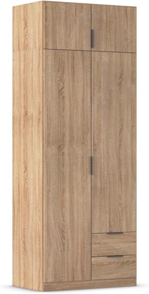 Rauch Möbel Lagoa, Kleiderschrank, Garderobe für Schlafzimmer, Kinderzimmer, Jugendzimmer 4-türig, 2 Schubladen, Farbe Eiche Sonoma, Holz, Breite 91 Bild 1