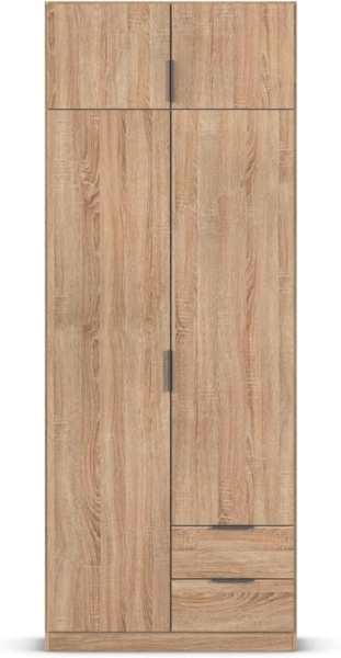 Rauch Möbel Lagoa, Kleiderschrank, Garderobe für Schlafzimmer, Kinderzimmer, Jugendzimmer 4-türig, 2 Schubladen, Farbe Eiche Sonoma, Holz, Breite 91 Bild 9