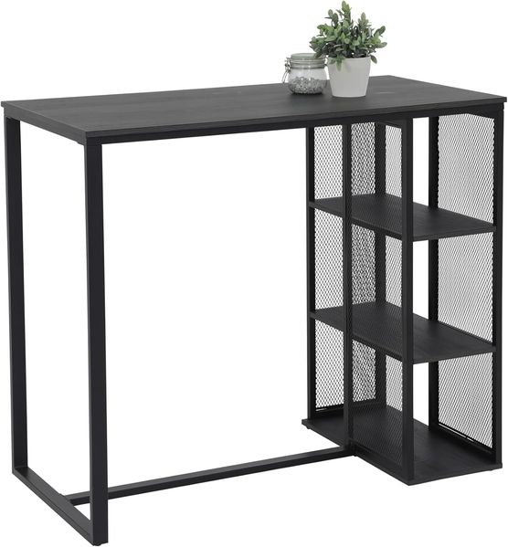 Hela Tische, Bartisch Bistrotisch Klara, Dekor Eiche Dunkelgrau, Metall-Regal-Gestell, 120 x 60 x 103 cm