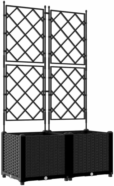 vidaXL Garten-Pflanzgefäß 2 pcs Schwarz 80 x 40 x 143 cm Stahl 42002838