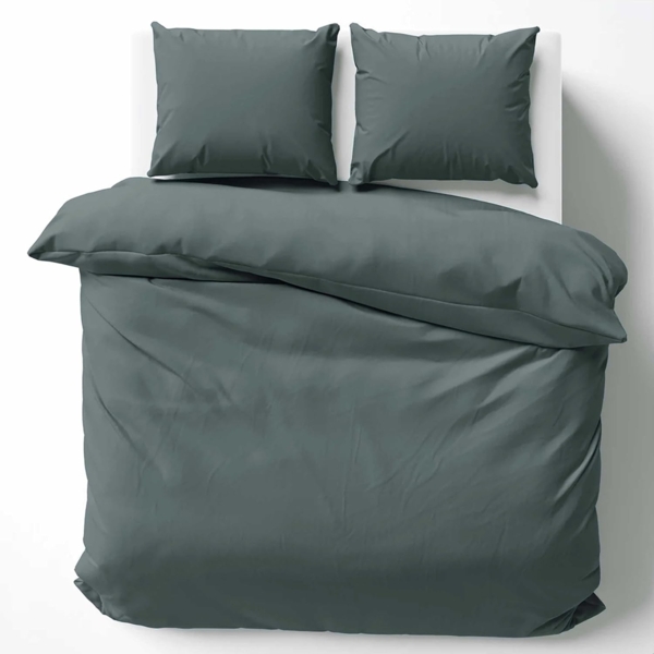 Cotton Castle Bettwäsche Bettgarnitur Bettbezug 100% Baumwolle 135x200 155x220 200x200 200x220, Farbe:Dunkelgrau, Größe:200x200 cm