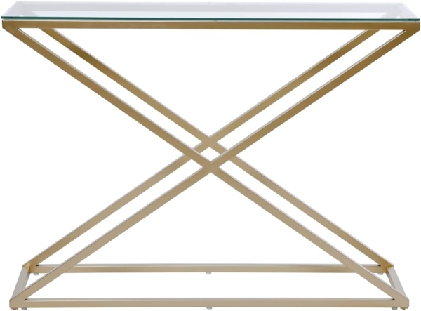 Jahnke Xtra Console Konsole, Engineered Wood, Klarglas/Goldfarben, One Size