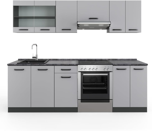 Küchenzeile R-Line Cashmere 240 cm , AP Anthrazit Vicco