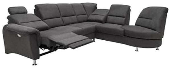 Ecksofa >Ludwigshafen< in 1217 Toro schwarz, Mikrofaser - 236x113x275cm (BxHxT)