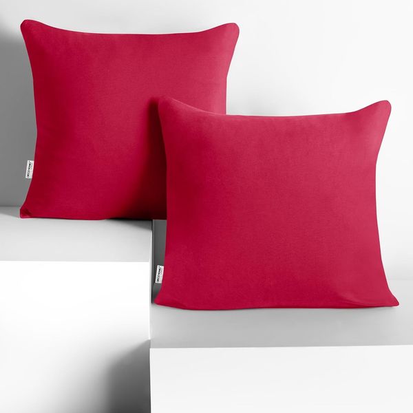 DecoKing 2 Kissenbezüge 80x80 cm Jersey Baumwolle Reißverschluss pink Amber