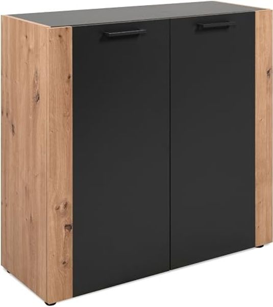 Finori 'Cento 01A' Kommode, anthrazit / Dekor Artisan Oak, Maße: ca. 89 x 85 x 34,5 cm