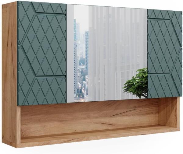 Vicco Badspiegelschrank Irma Eiche Grün 80 x 55 cm Badezimmer