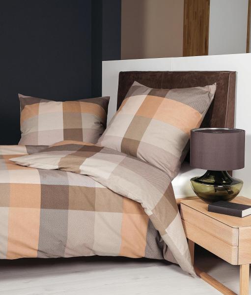 Janine Biber Bettwäsche Davos 200x200 Karo beige karamel braun sand 65131-07