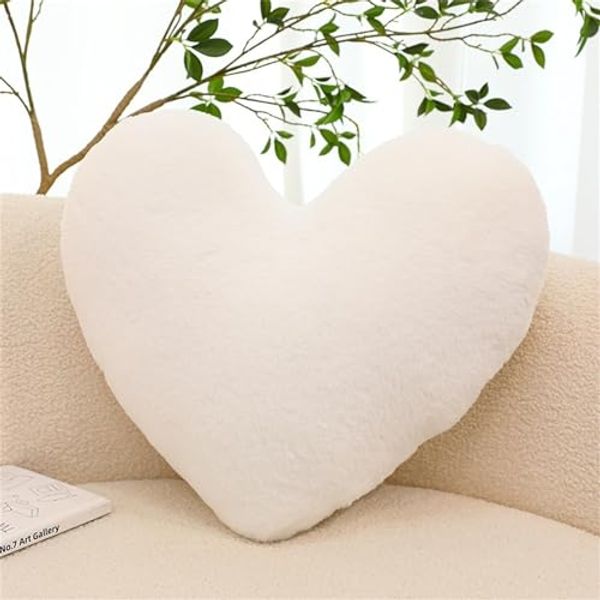 Herzkissen, Herz Kissen Kinderzimmer Decor, Kuschelkissen Kinder Herzform Dekokissen Kopfkissen Kissen Zierkissen für Mädchen & Jungen Zuhause Schlafzimmer Deko (Weißes Herz,50cm)