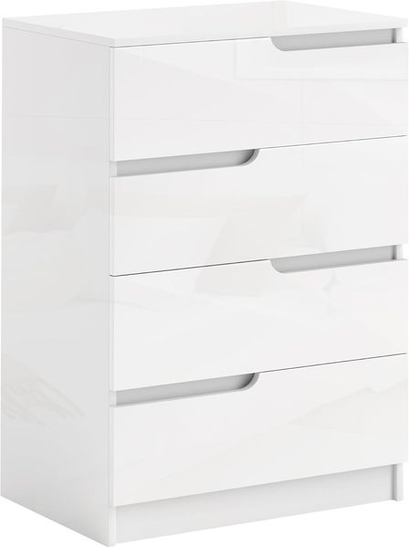 HOMCOM Kommode mit 4 Schubladen (Schubladenkommode, 1 St, Beistellschrank), für Wohnzimmer, Schlafzimmer, Hochglanzweiß 60 x 40 x 85cm