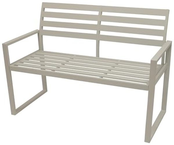 TPFGarden Gartenbank RUGBY (2-Sitzer Holzbank aus Aluminium, mit Armlehnen, Robuste und gemütliche Outdoor Bank weiß), Hochwertige Bank mit den Maßen (BxHxT): 122 x 87 x 59 cm