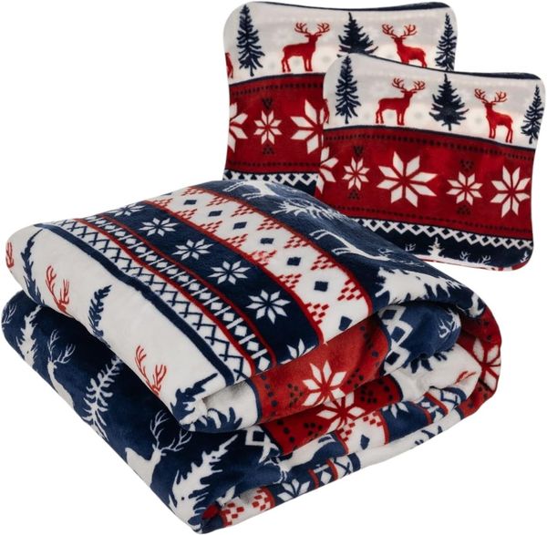 Ruhhy Bettdecke + Kopfkissen Kuscheldecke Kissenbezug 2 in 1, Bezug: Polyester, ideal zum Einkuscheln auf Sofa oder im Bett