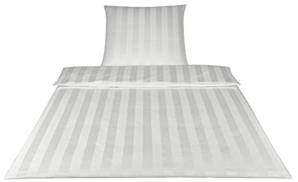 elegante Mako-Satin Bettwäsche Noblesse weiß|200x220 cm + 2 x 80 x 80 cm