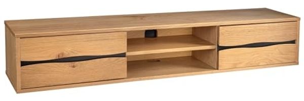 riess-ambiente Lowboard LIVING EDGE 160cm natur / schwarz · TV-Schrank mit Wildeichen-Front (Einzelartikel, 1 St), hängend · Wohnzimmer · 2 Türen · Baumkante · Holzfurnier · Industrial