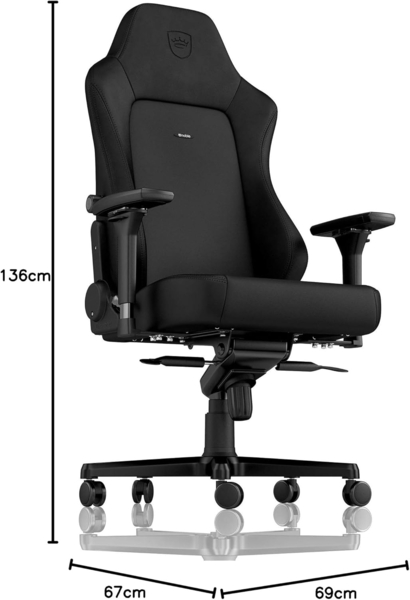 noblechairs Hero Black Edition Komfortable und Langlebige Gaming Stuhl mit Inklusive Kissen, Perfekt Optimierte Ergonomie des Office Stuhl Sorgt für Hohen Sitzkomfort Bild 3