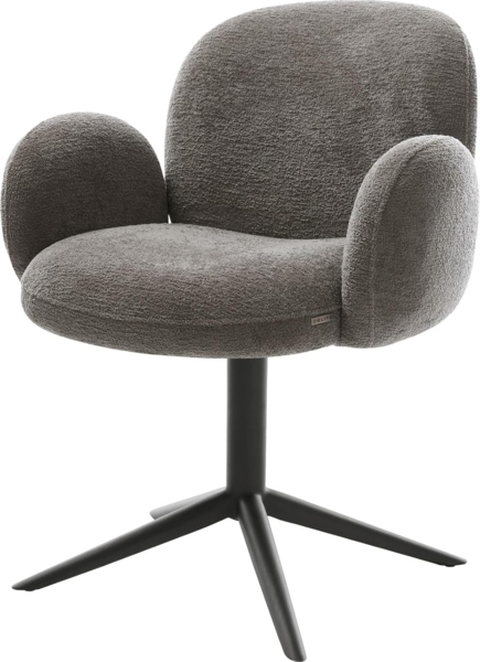 Drehstuhl Nube-Flex mit Armlehnen Bouclé Soft Schlamm Fußkreuz Schwarz 360° drehbar Wippfunktion Taschenfederkern