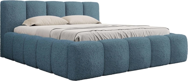 Mirjan24 'Koweni' Polsterbett mit Bettkasten, Bouclé, Blau, 180x200 cm