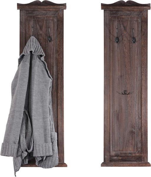 2er-Set Garderobe Wandgarderobe Garderobenpaneel Wandhaken 109x28x4cm ~ braun shabby