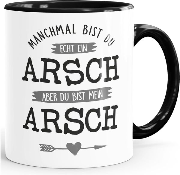 MoonWorks Tasse Kaffee-Tasse Spruch Manchmal bist du echt ein Arsch Geschenk Liebe Liebeserklärung ironisch Moonworks®, Keramik