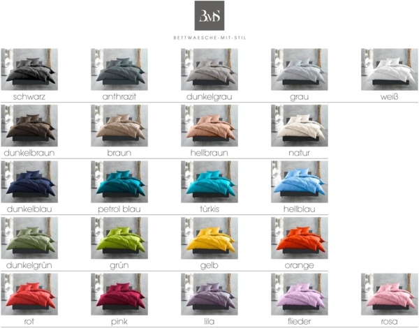 Bettwaesche-mit-Stil Mako-Satin / Baumwollsatin Bettwäsche uni / einfarbig flieder rosa Kissenbezug 60x80 cm Bild 3