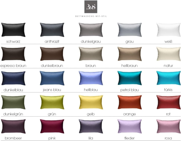 Bettwaesche-mit-Stil Mako-Satin / Baumwollsatin Bettwäsche uni / einfarbig flieder rosa Kissenbezug 60x80 cm Bild 4