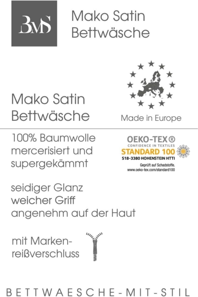 Bettwaesche-mit-Stil Mako-Satin / Baumwollsatin Bettwäsche uni / einfarbig flieder rosa Kissenbezug 60x80 cm Bild 7