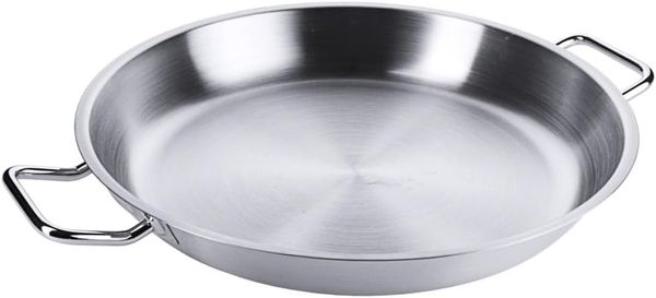Contacto Edelstahl Bratpfanne 40 cm, matt poliert mit zwei Griffen ohne Stiel
