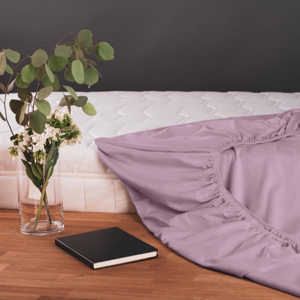 Blumtal® Baumwolle Spannbettlaken für Topper 200x200 cm Basics Jersey - Bettlaken 200x200 cm - Oeko-TEX zertifiziertes Spannbetttuch 200x200 - Topper Spannleintuch 200x200 - Betttuch - Dusty Orchid Bild 3