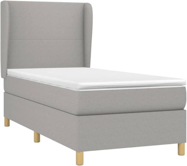 Boxspringbett mit Matratze Stoff Hellgrau 90 x 190 cm, Härtegrad: H2 [3128325]