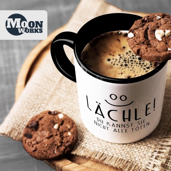 MoonWorks Tasse ''Kaffee-Tasse Spruch Lächle du kannst Sie nicht alle töten Tasse Büro Kollegen mit Innenfarbe MoonWorks'' Bild 5
